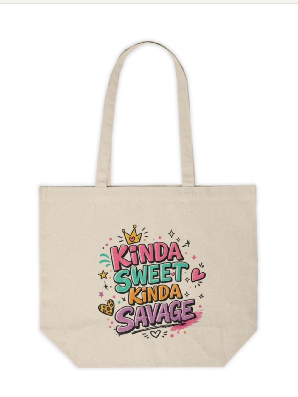 Kinda Sweet Kinda Savage Canvas Tote Bag | Funny Graphic Reusable Bag